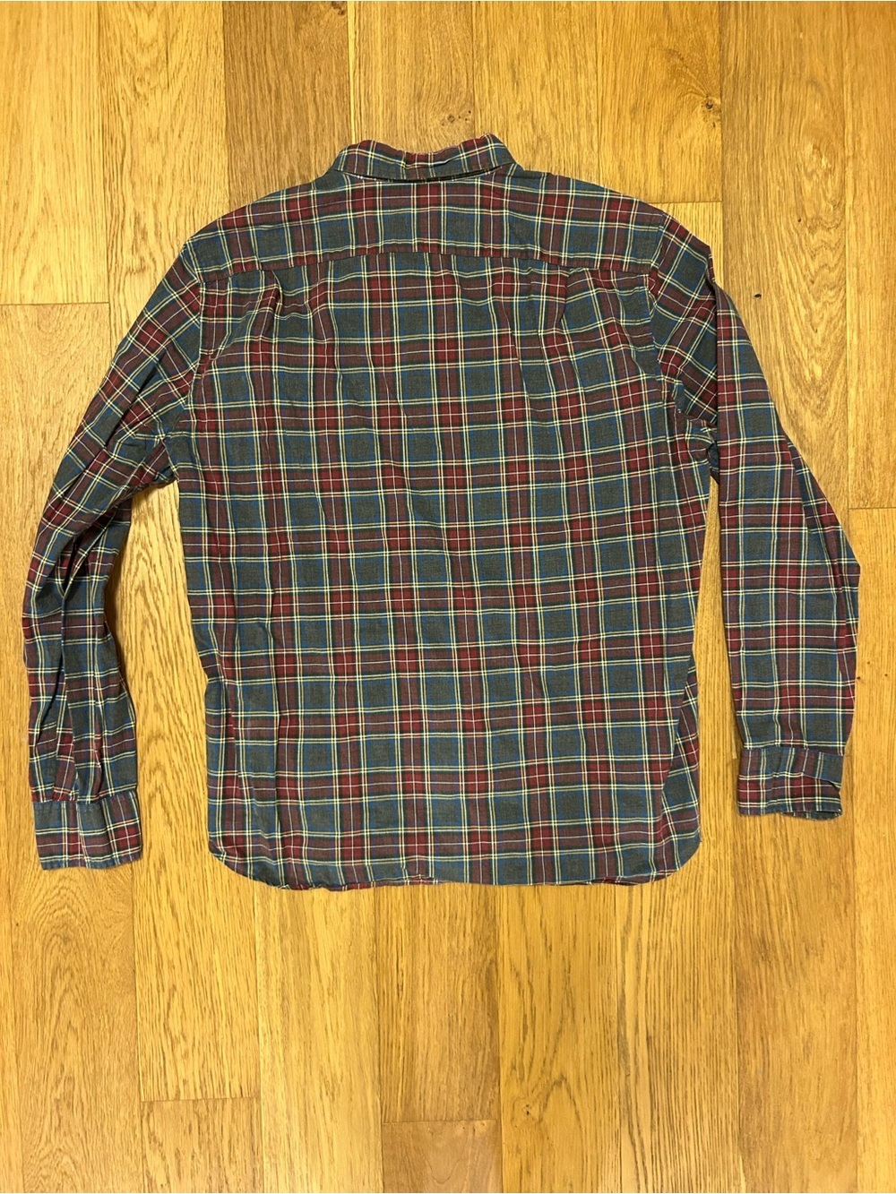 J. Crew Men's Burgundy and Green Plaid Button-Down Shirt - Picture 2 of 3